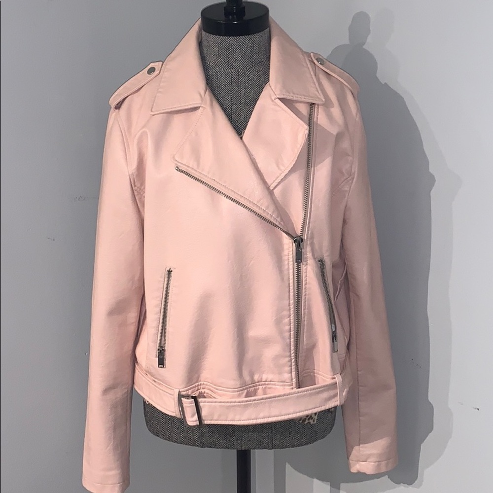 Pink Moto Leather Style Jacket